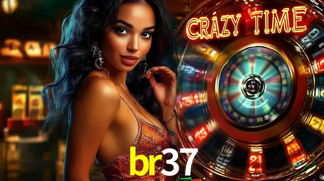 Mulher elegante ao lado da vibrante roda da fortuna do jogo de cassino ao vivo Crazy Time, um dos game shows mais populares e cheios de prêmios do br37.